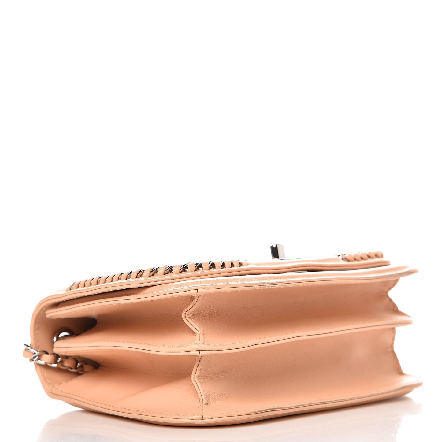 Calfskin Braided Small Chic Flap Light Beige