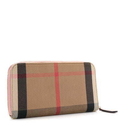 Burberry Grainy Calfskin House Check Elmore Zip Around Wallet Mauve Pink 3 of 9