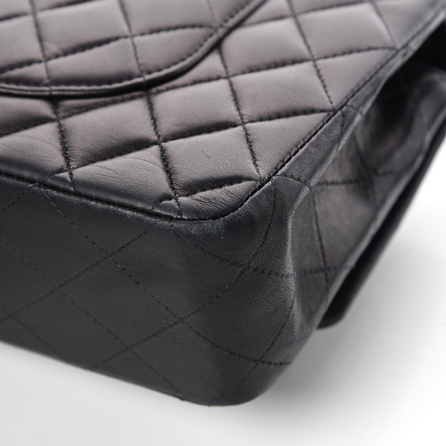 Lambskin Quilted Medium Double Flap Black