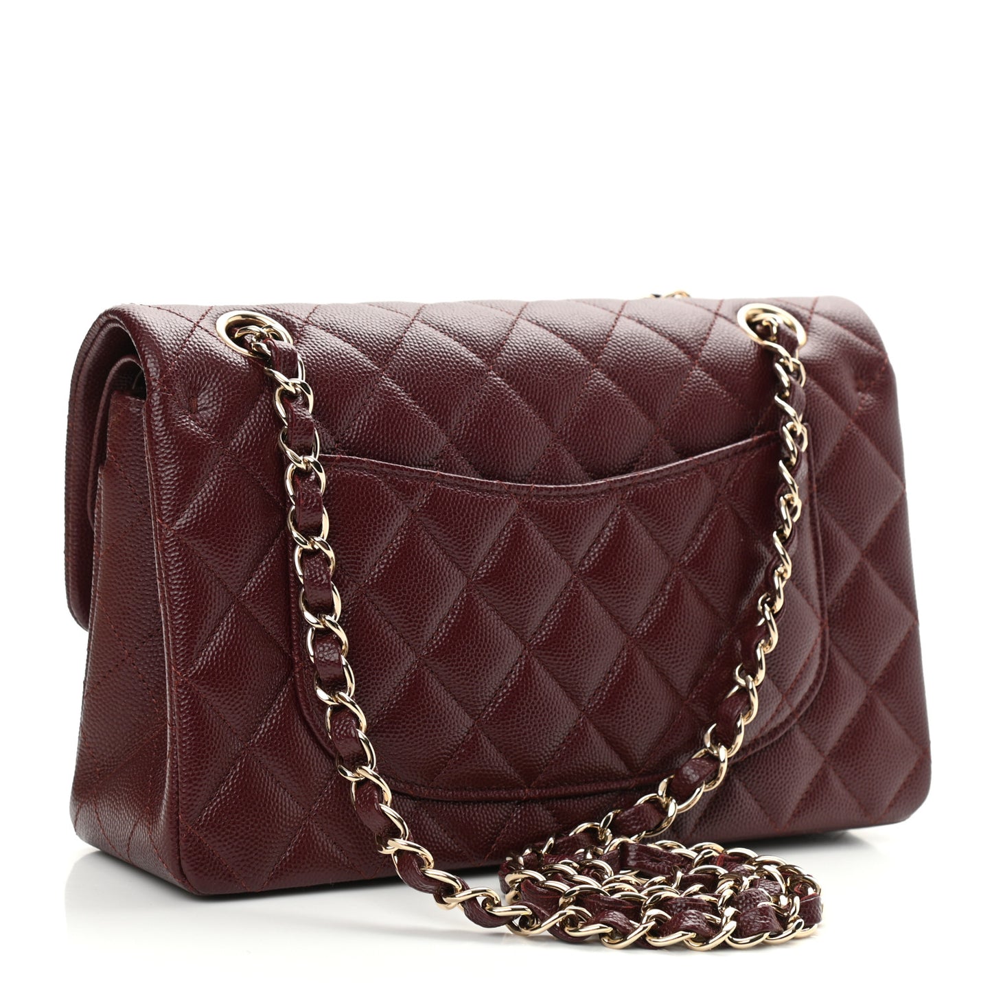 Caviar Quilted Small Double Flap Burgundy