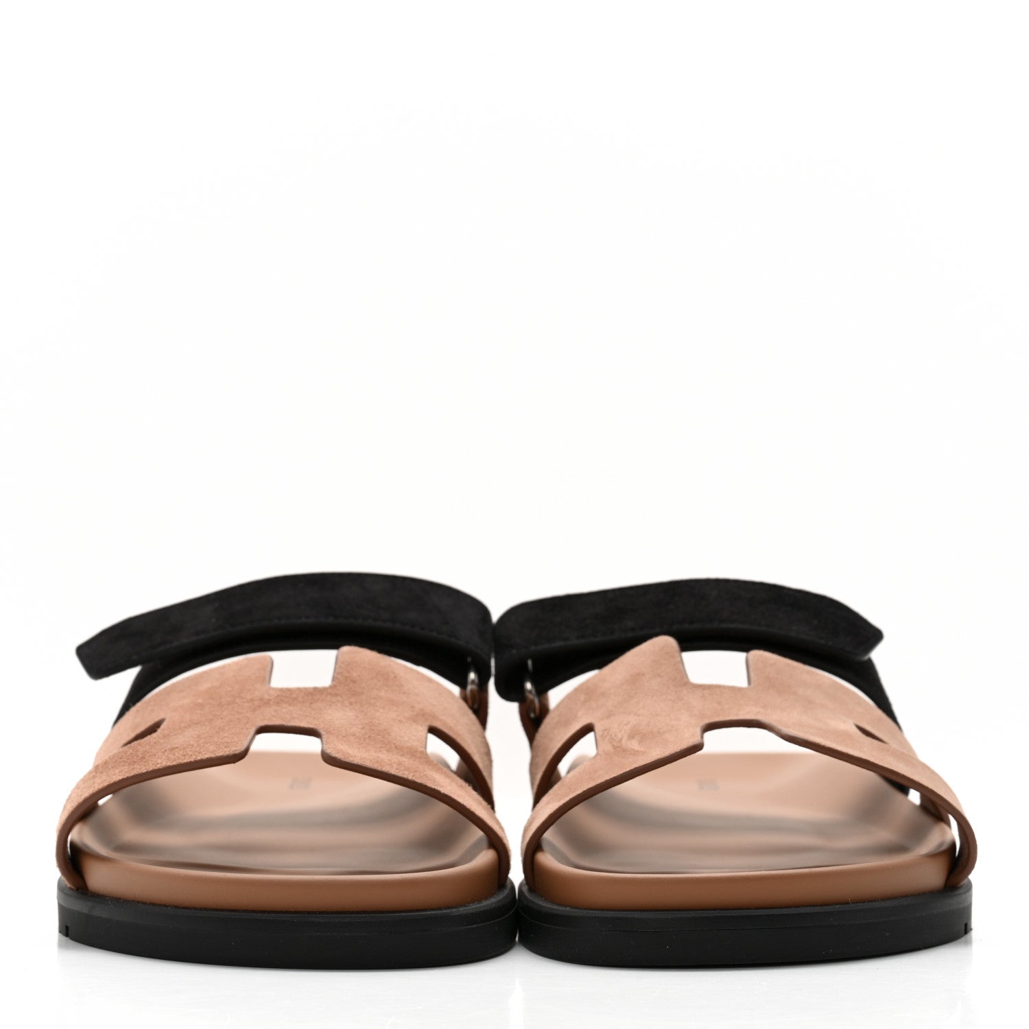 Hermes Suede Goatskin Womens Chypre Sandals 39 Rose Perle Black 1 of 9