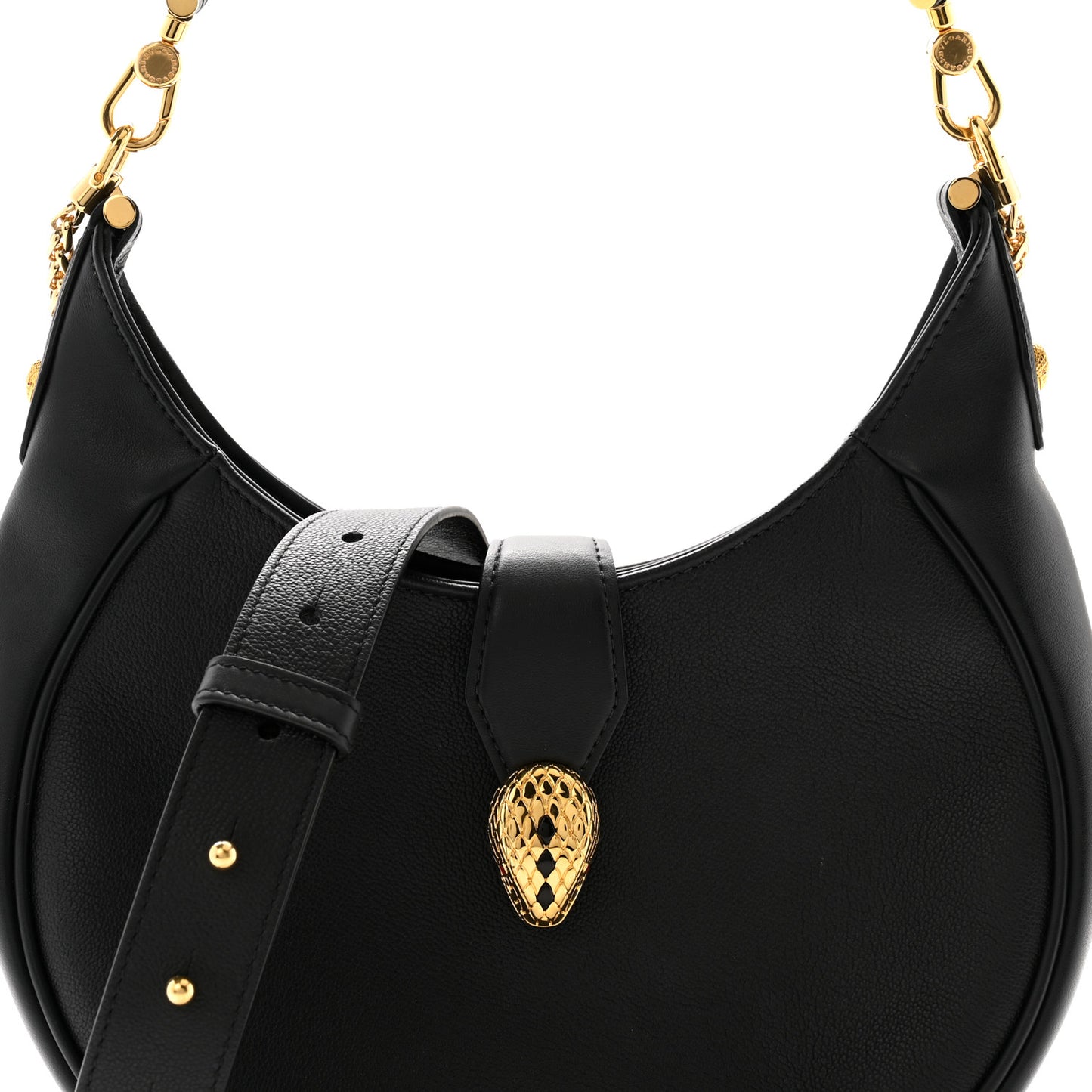 Urban Grain Smooth Calfskin Serpenti Ellipse Shoulder Bag Black