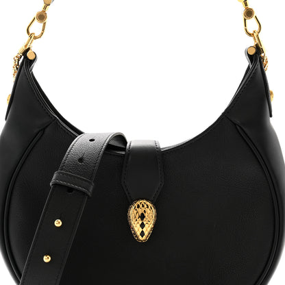Bulgari Urban Grain Smooth Calfskin Serpenti Ellipse Shoulder Bag Black 7 of 11