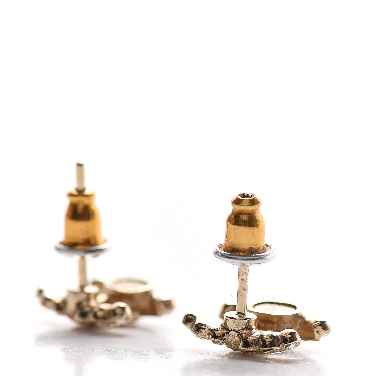Chanel Crystal Mini CC Earrings Light Gold 4 of 5