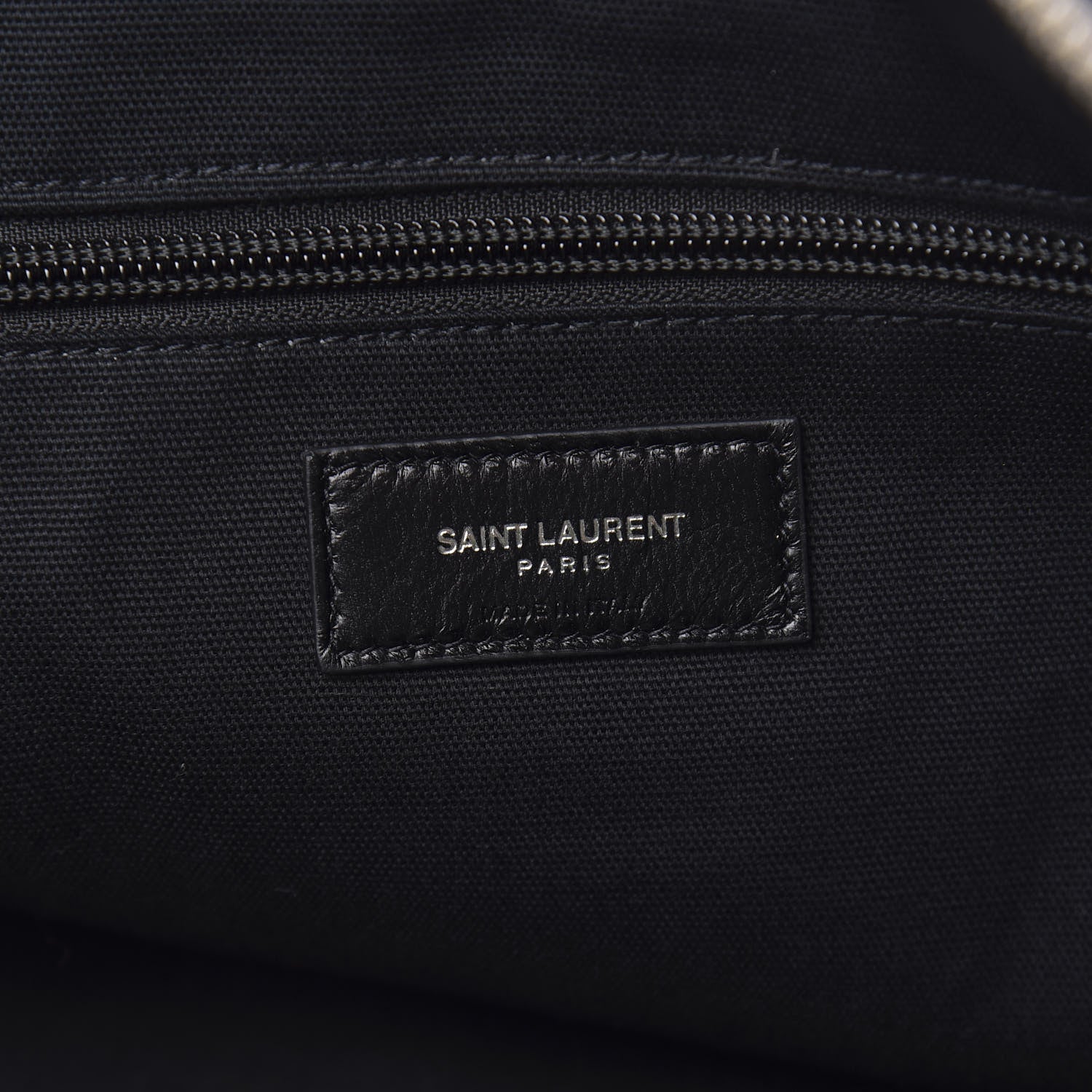 Saint Laurent Calfskin Crocodile Embossed ID Bag Black 7 of 11