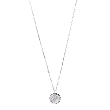 David Yurman 18K White Gold Diamond Cable Collectibles Pave Charm Pendant Necklace 1 of 5