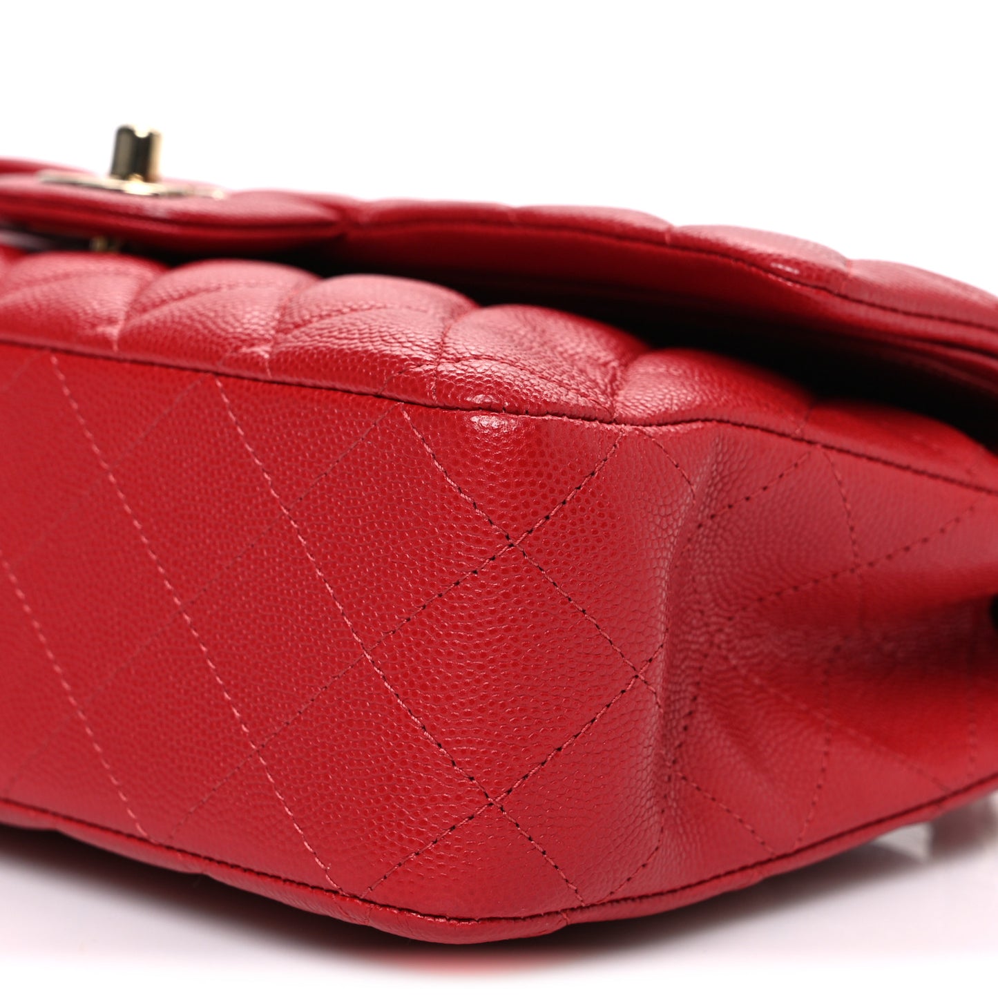 Caviar Quilted Medium Double Flap Red