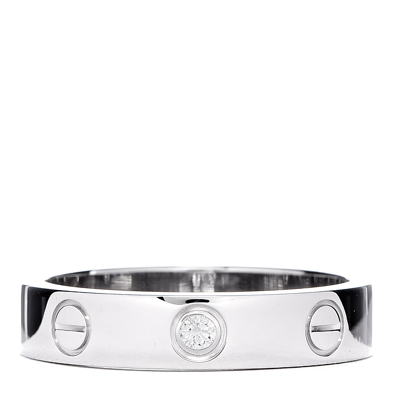 Cartier 18K White Gold Diamond 4mm LOVE Wedding Band Ring 50 5.25 1 of 6
