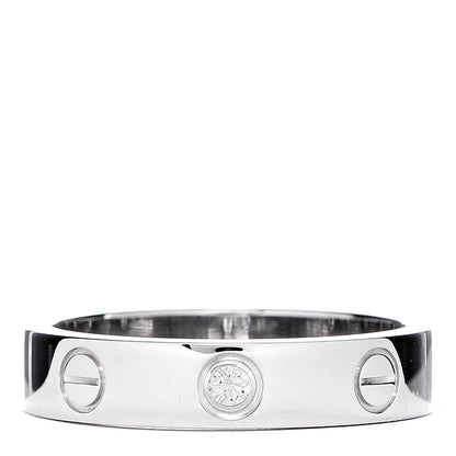 Cartier 18K White Gold Diamond 4mm LOVE Wedding Band Ring 50 5.25 1 of 6