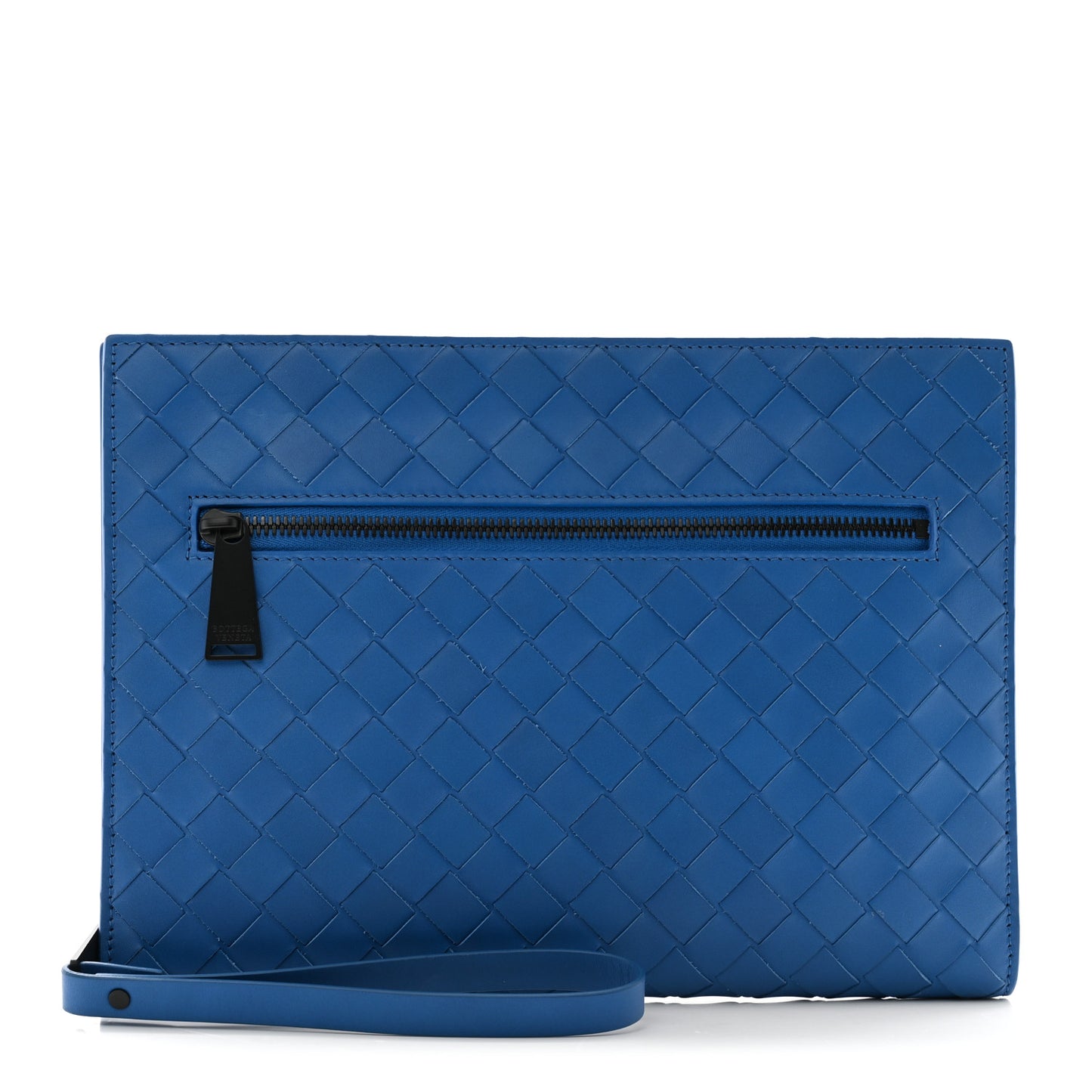 Nappa Intrecciato Wristlet Zip Wallet Bluette