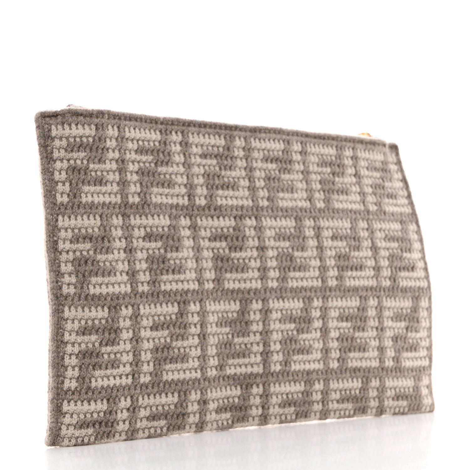 Fendi Fabric Calfskin FF Woven Large Flat Pouch Corda 3 of 7