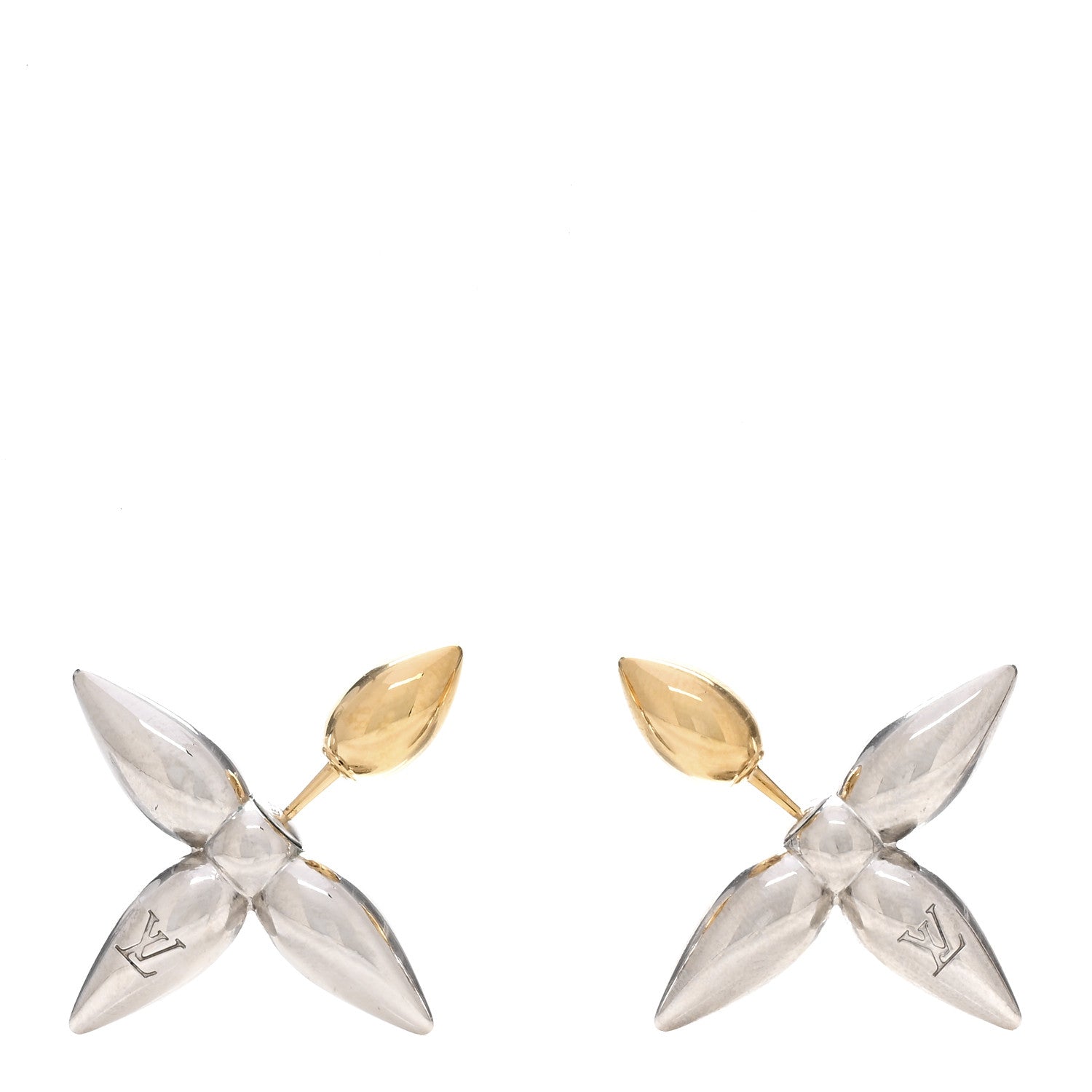 Louis Vuitton Metal Louisette Earrings Silver Gold 1 of 4