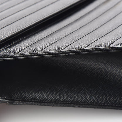 Saint Laurent Grain De Poudre Matelasse Chevron Large Monogram Satchel Black 8 of 14