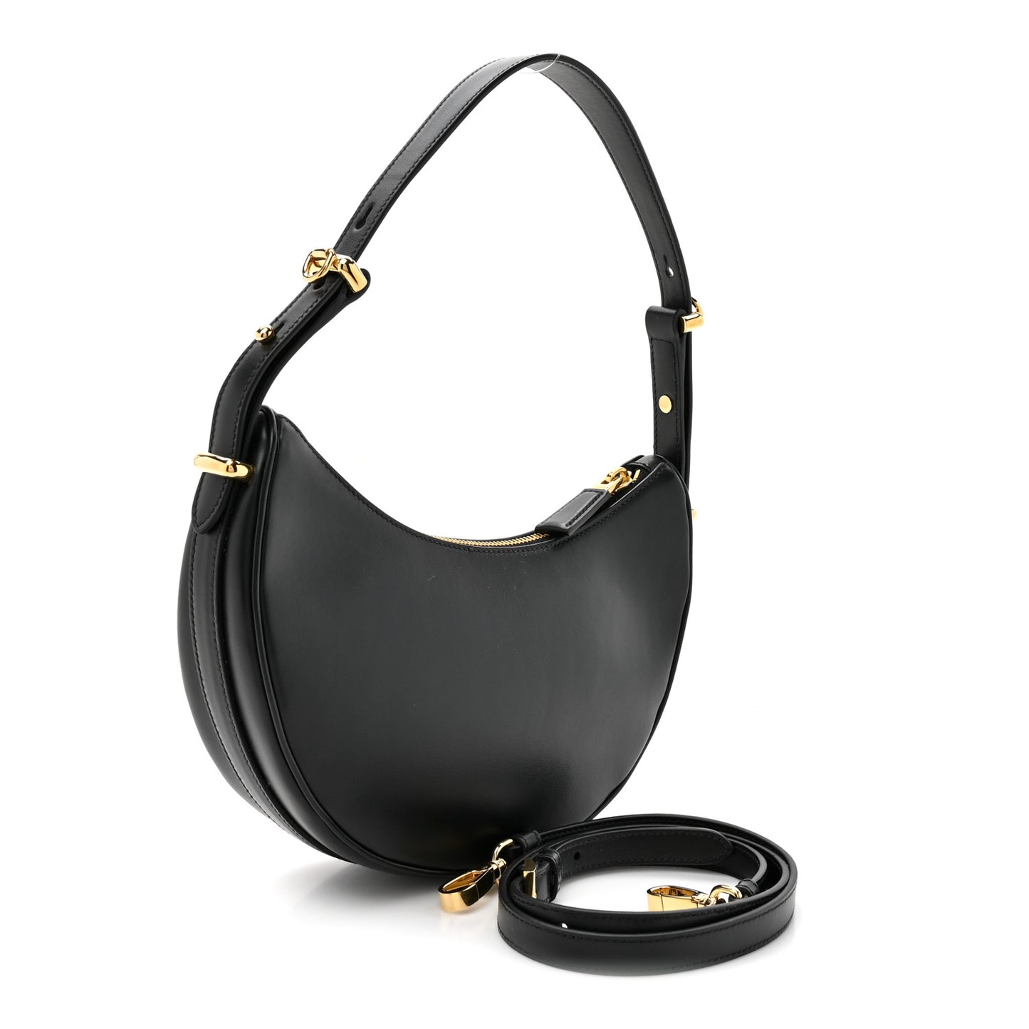 Soft Calfskin Arque Shoulder Bag Black