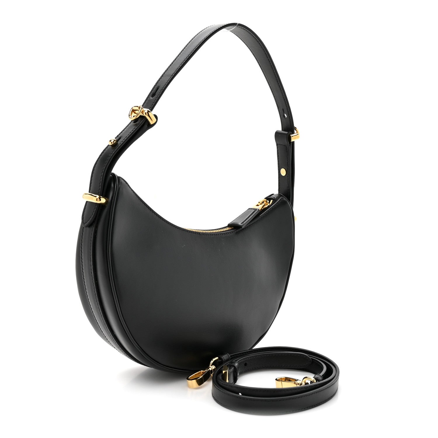 Prada Soft Calfskin Arque Shoulder Bag Black 3 of 9
