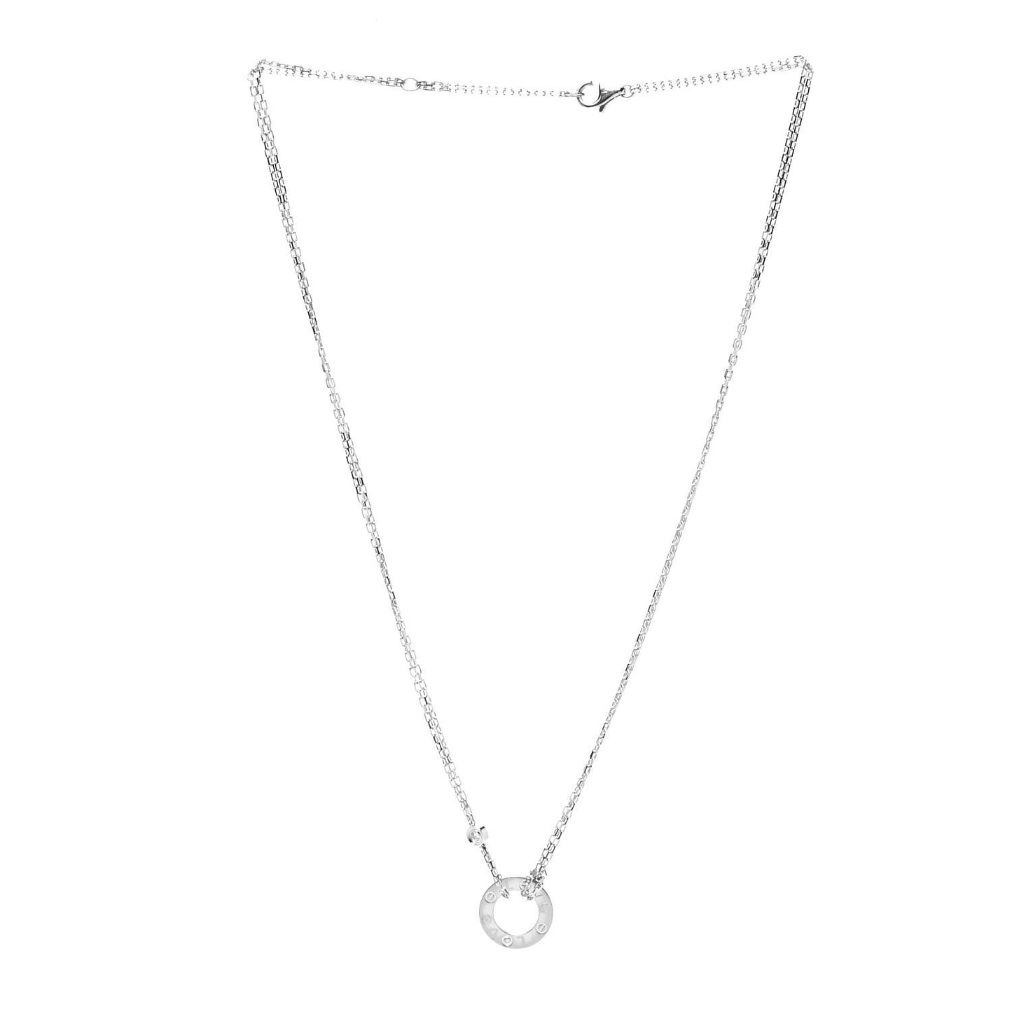 18K White Gold 2 Diamond LOVE Necklace