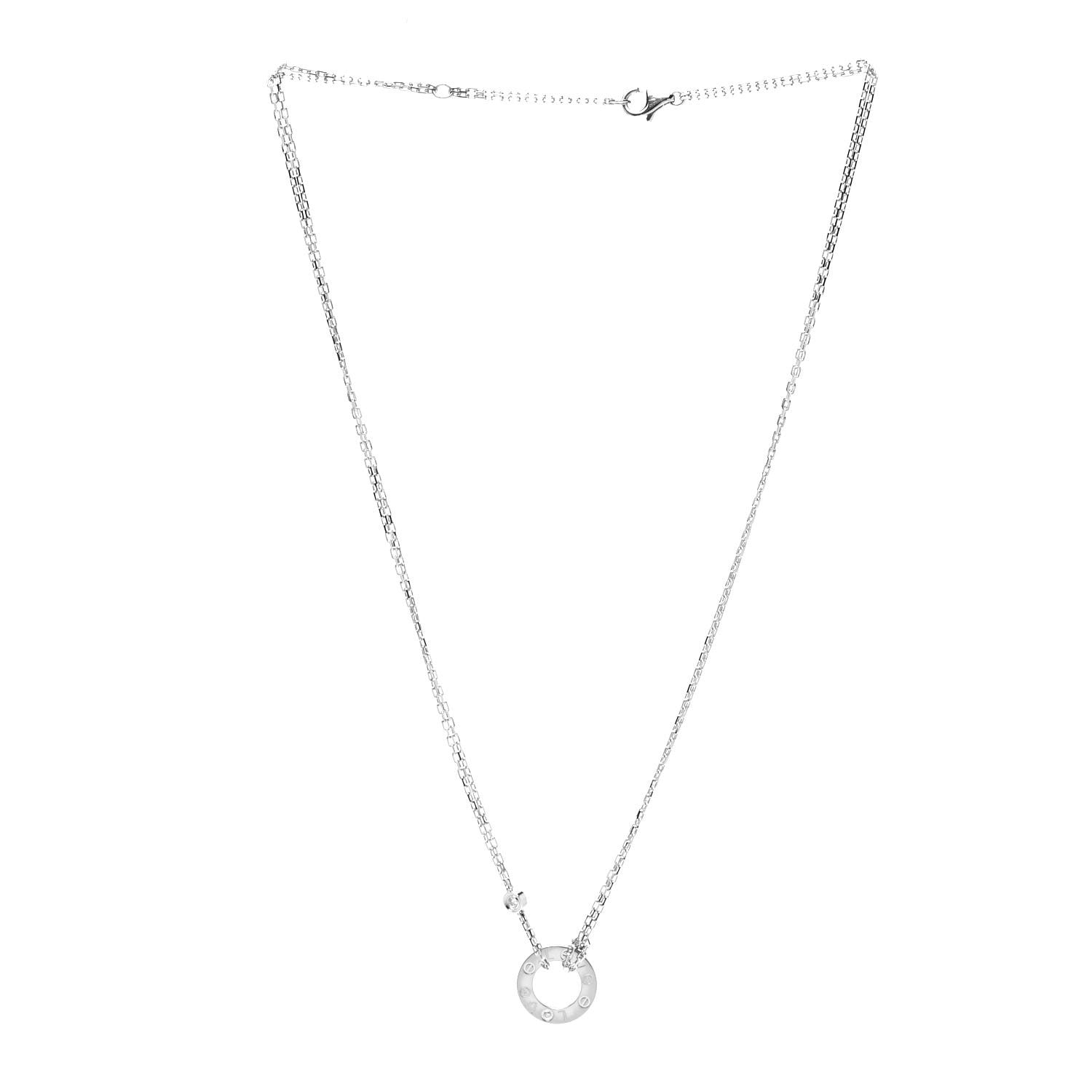 Cartier 18K White Gold 2 Diamond LOVE Necklace 3 of 6
