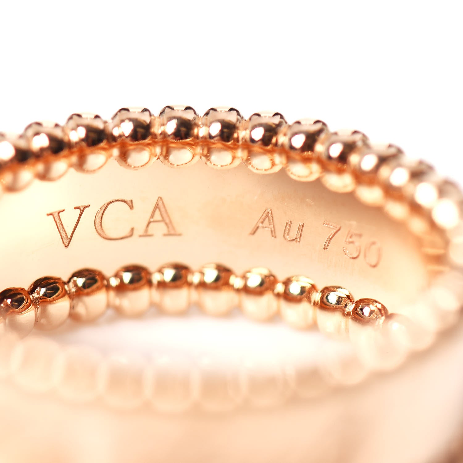 Van Cleef & Arpels 18K Rose Gold Perlee Signature Ring 52 6 4 of 5