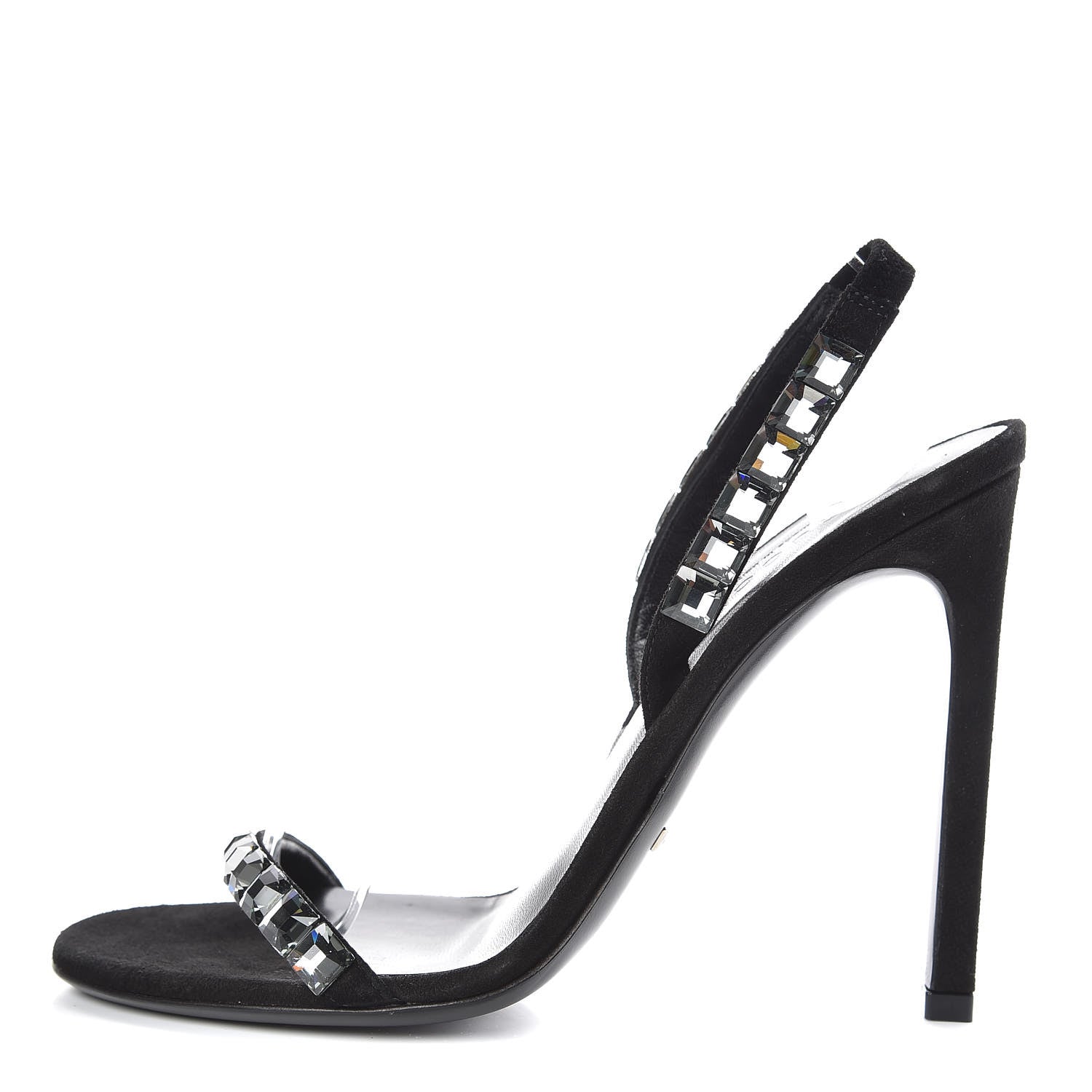 Gucci Kid Scamosciato Crystallo Mallory Slingback Sandal 36.5 Black 1 of 10