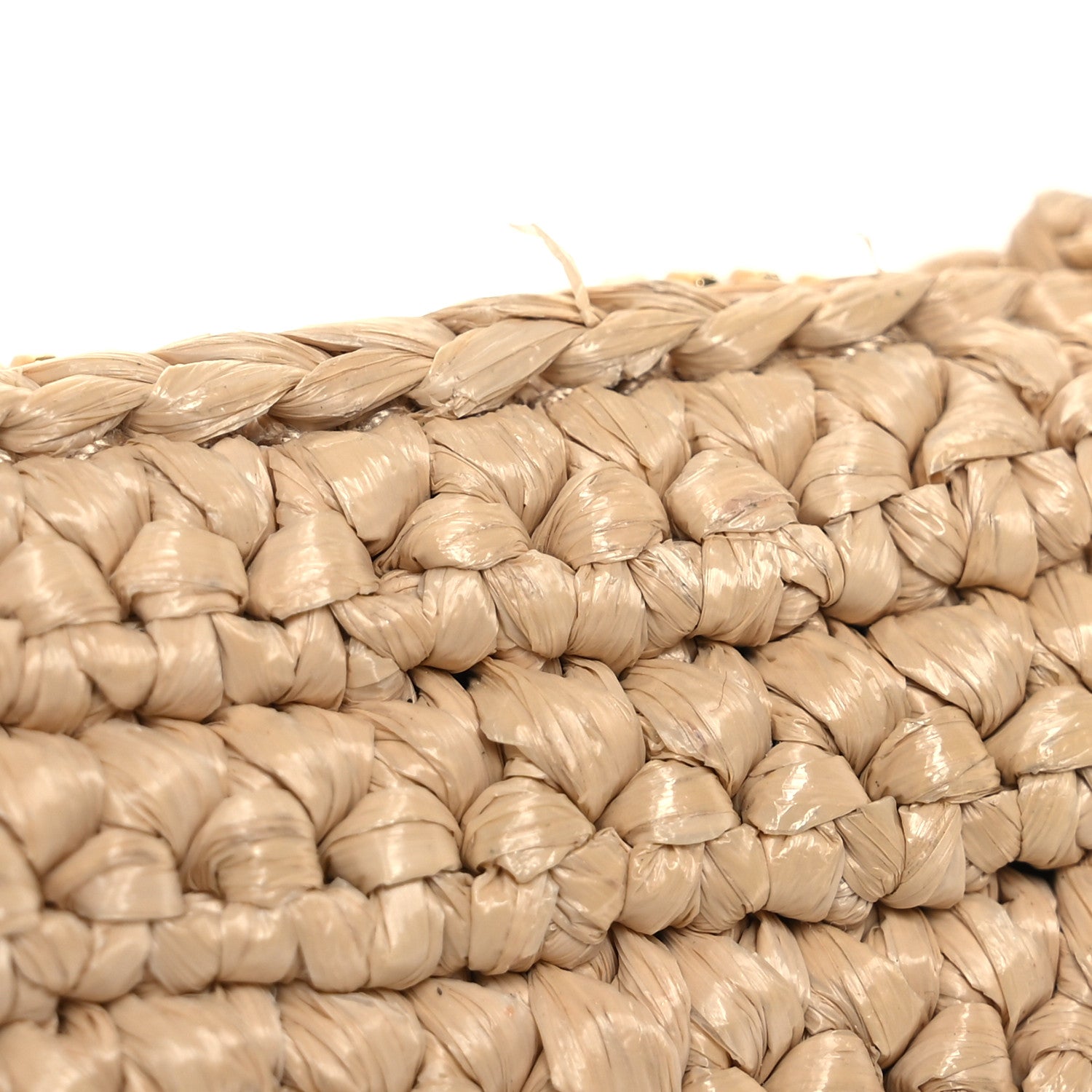 Prada Raffia Effect Crochet Metal Triangle Logo Mini Triangle Shoulder Bag Naturale 13 of 15