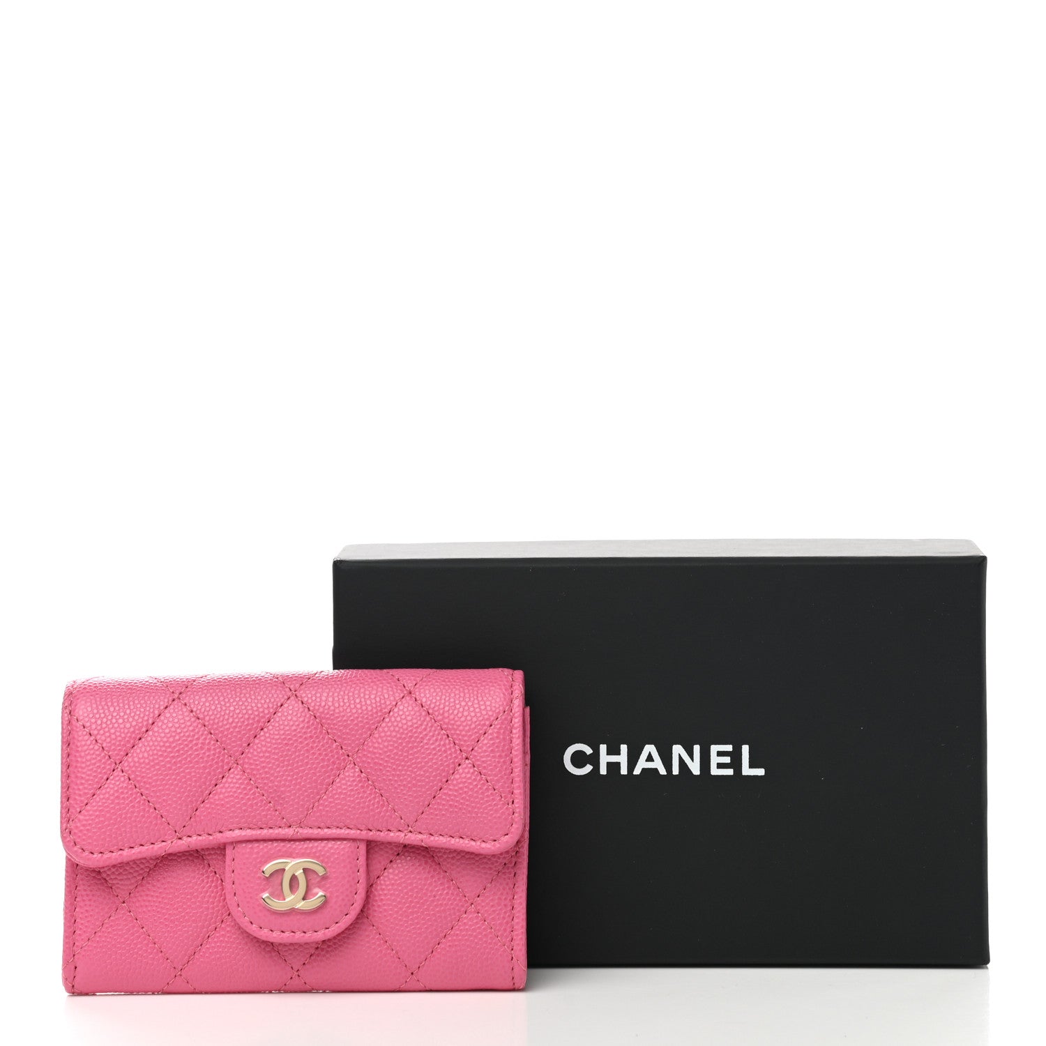 Chanel Caviar Quilted Flap Card Holder Wallet Pink 9 of 9