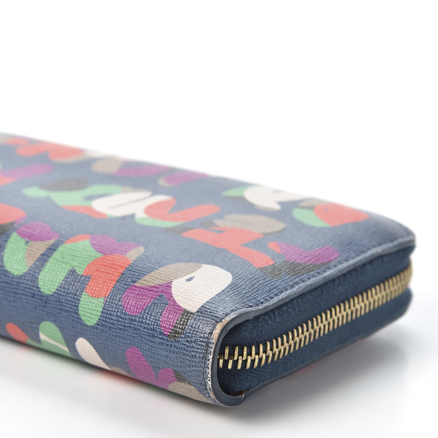 Fendi Vitello Elite Fendi Roma Simply Zip Around Wallet Cobalt Multicolor 6 of 11