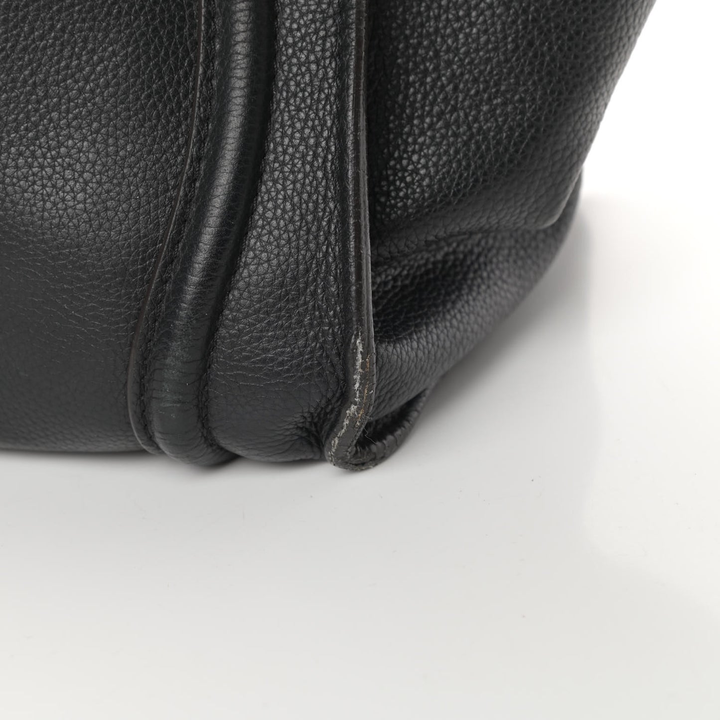 Drummed Calfskin Shoulder Luggage Black