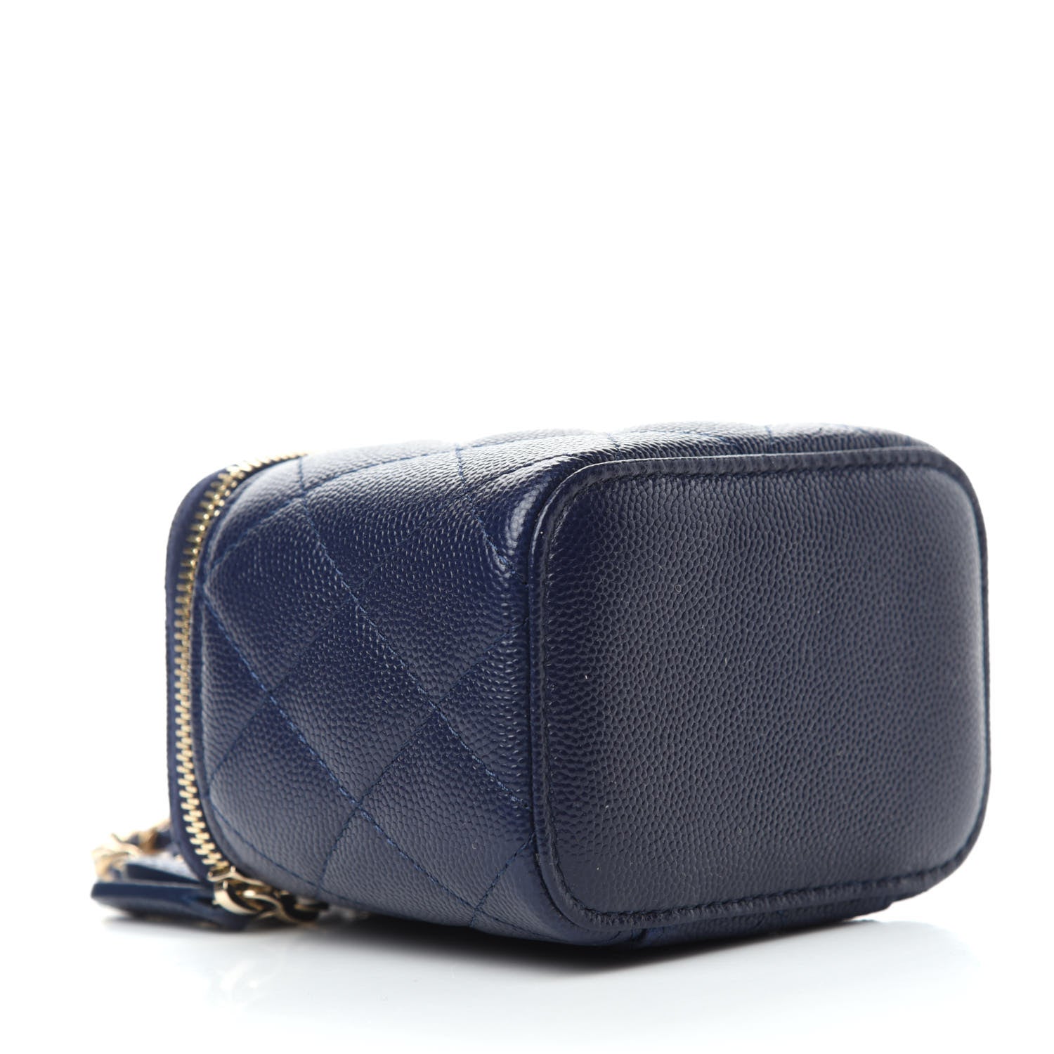 Chanel Caviar Quilted Mini Vanity Case With Chain Navy Blue 4 of 10