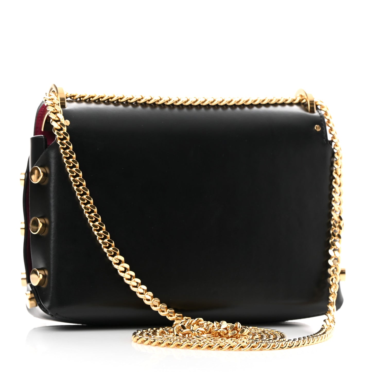 Smooth Calfskin Crystal Embellished Lockett City Shoulder Bag Black