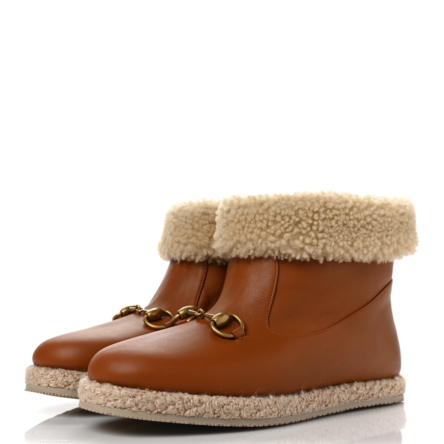 Calfskin Wool Womens Fria Horsebit Ankle Boots 38 New Caramel Butterscotch