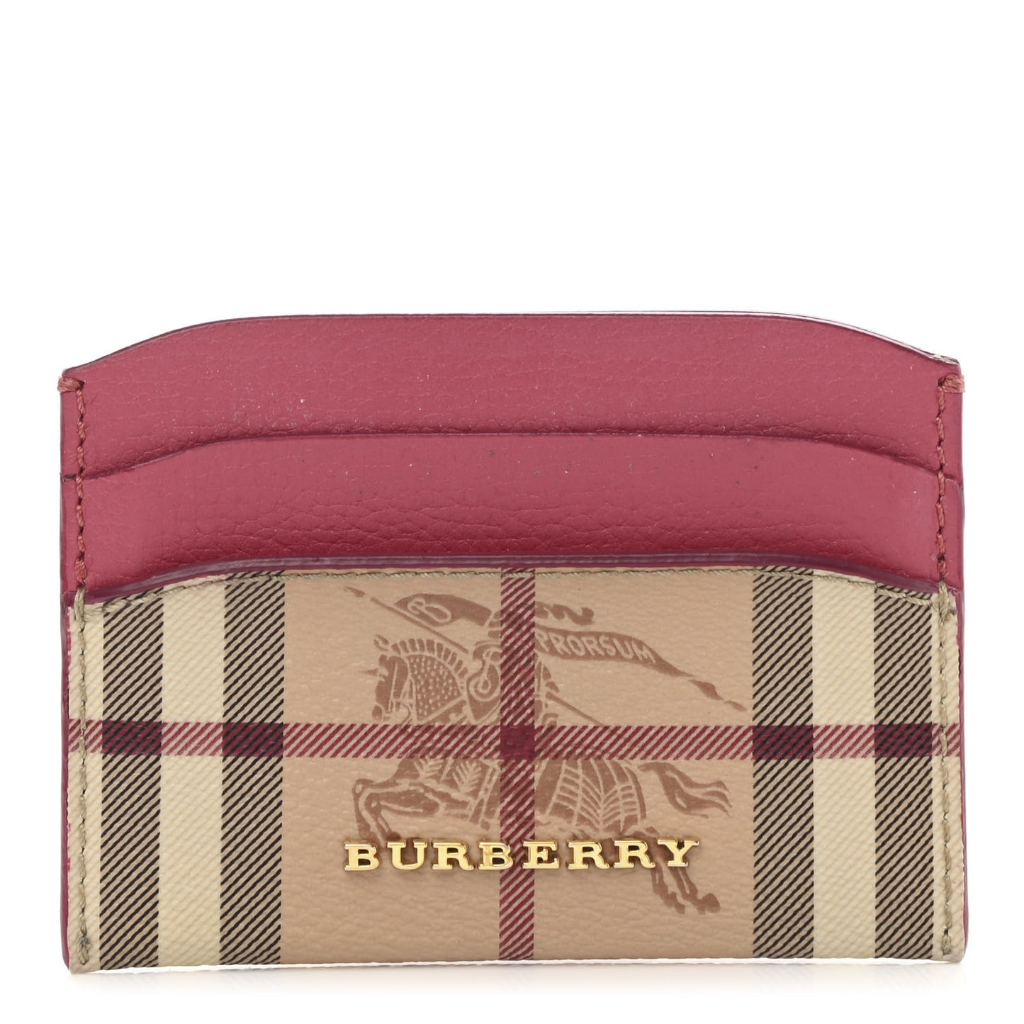 Soft Grain Calfskin Haymarket Check Izzy Card Case Pink