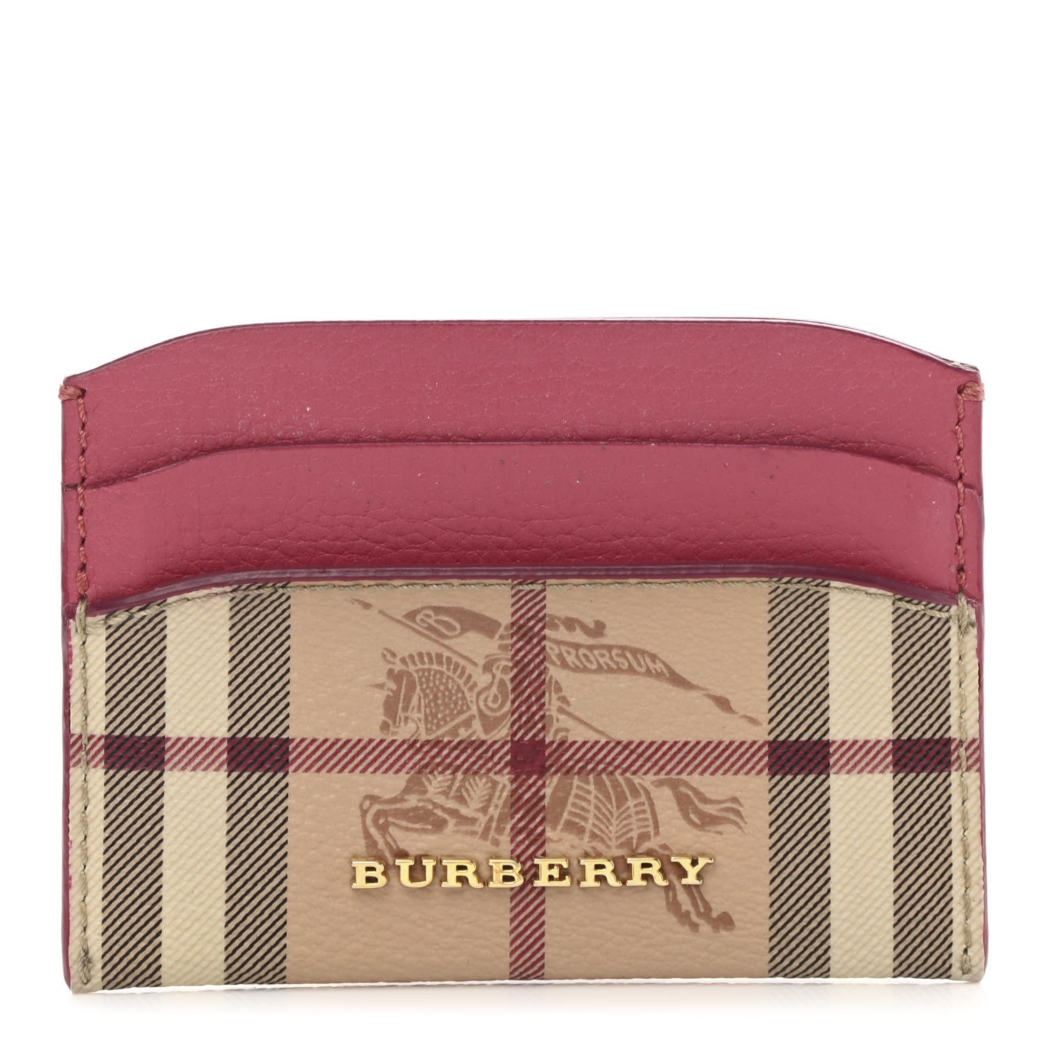 Burberry Soft Grain Calfskin Haymarket Check Izzy Card Case Pink 1 of 9