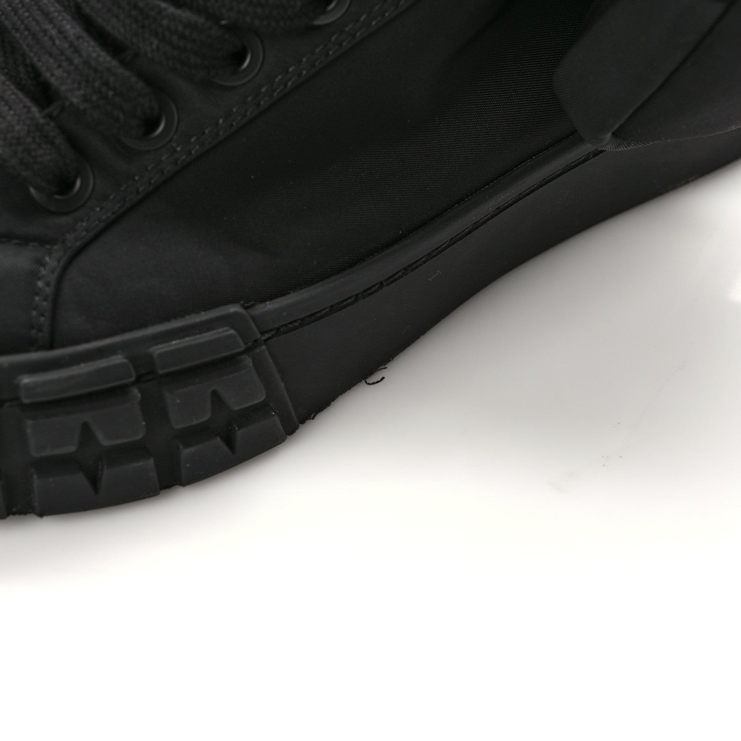 Prada Re-Nylon Gabardine Metal Triangle Logo Wheel Pouch Pocket High Top Sneakers 37.5 Black 10 of 10