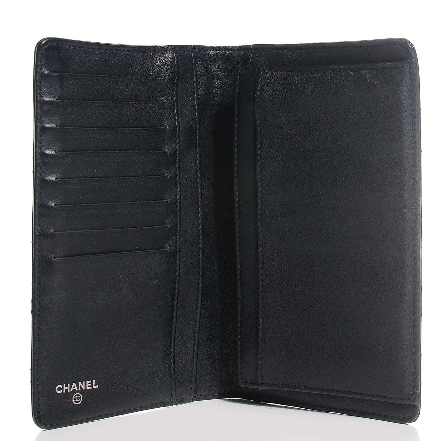 Patent Quilted Brilliant Yen Wallet Black