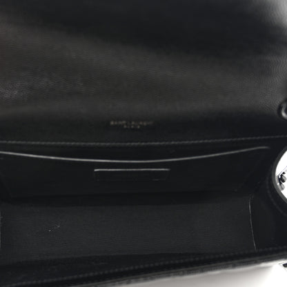Saint Laurent Grain De Poudre Textured Mixed Matelasse Triquilt Medium Monogram Monochrome Satchel Black 5 of 11