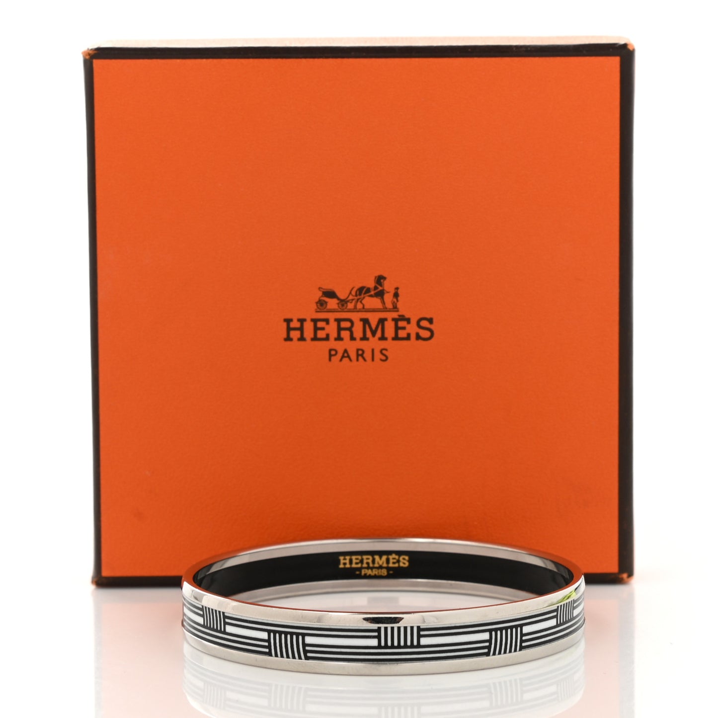 Enamel Printed Narrow Bracelet 65 Black White