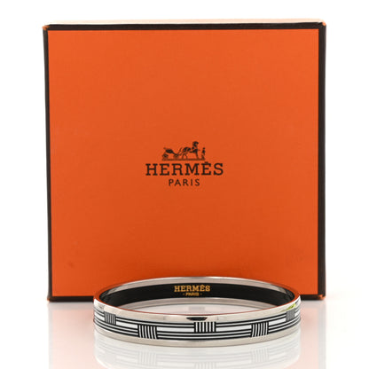Hermes Enamel Printed Narrow Bracelet 65 Black White 6 of 6