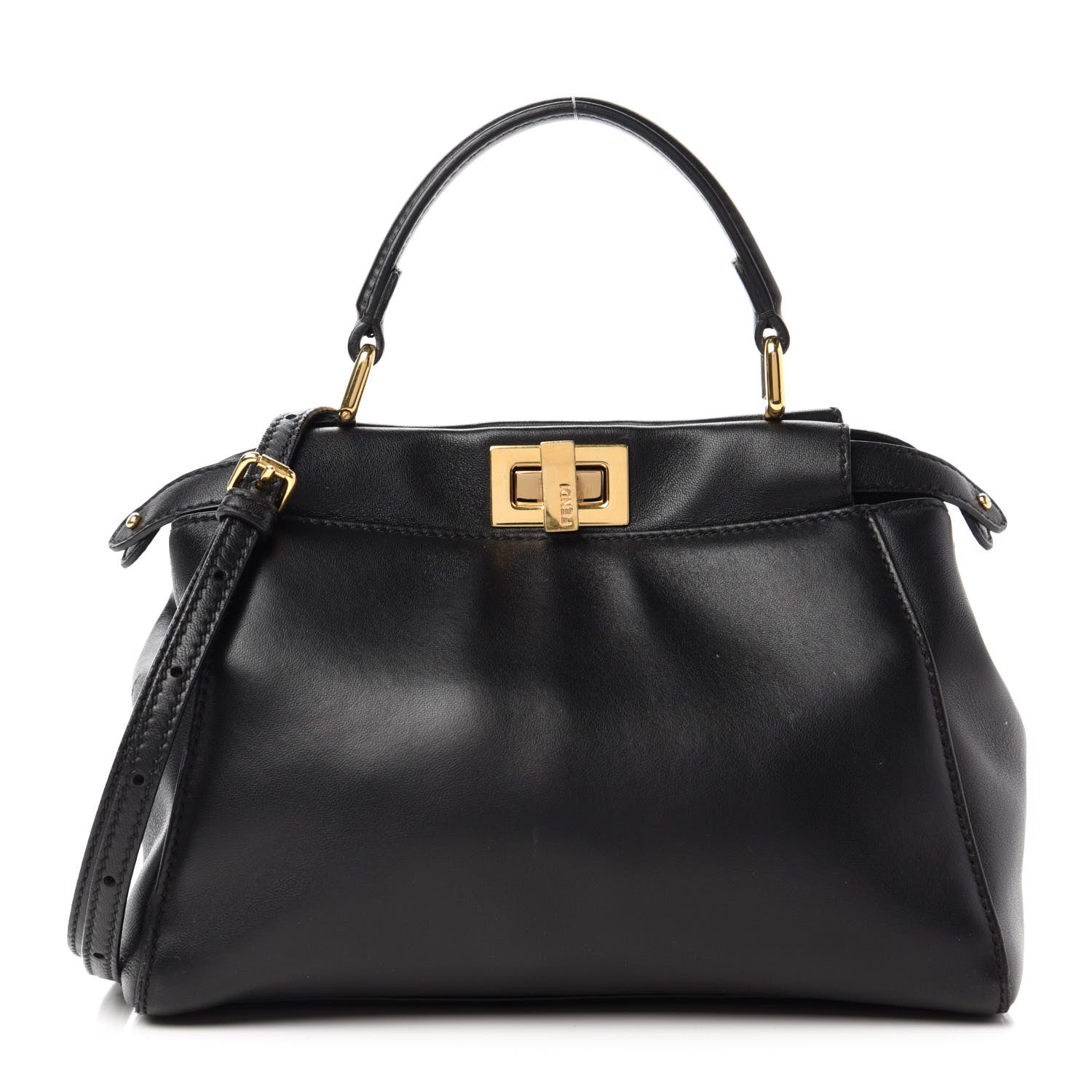Fendi Nappa Mini Peekaboo Iconic Satchel Black 1 of 9