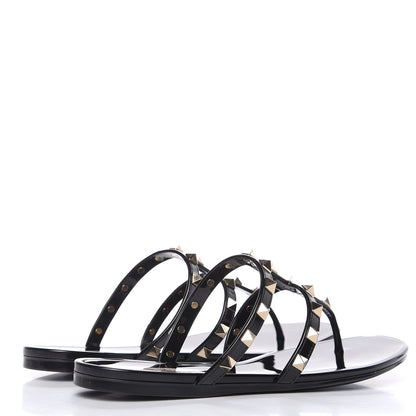 Valentino Garavani PVC Jelly Rockstud Caged Flat Thong Sandals 36 Black 4 of 8