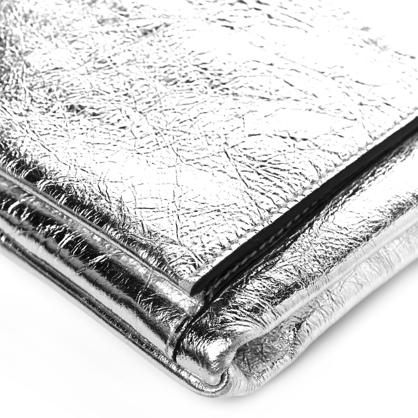 Metallic Calfskin Shoulder Bag Silver