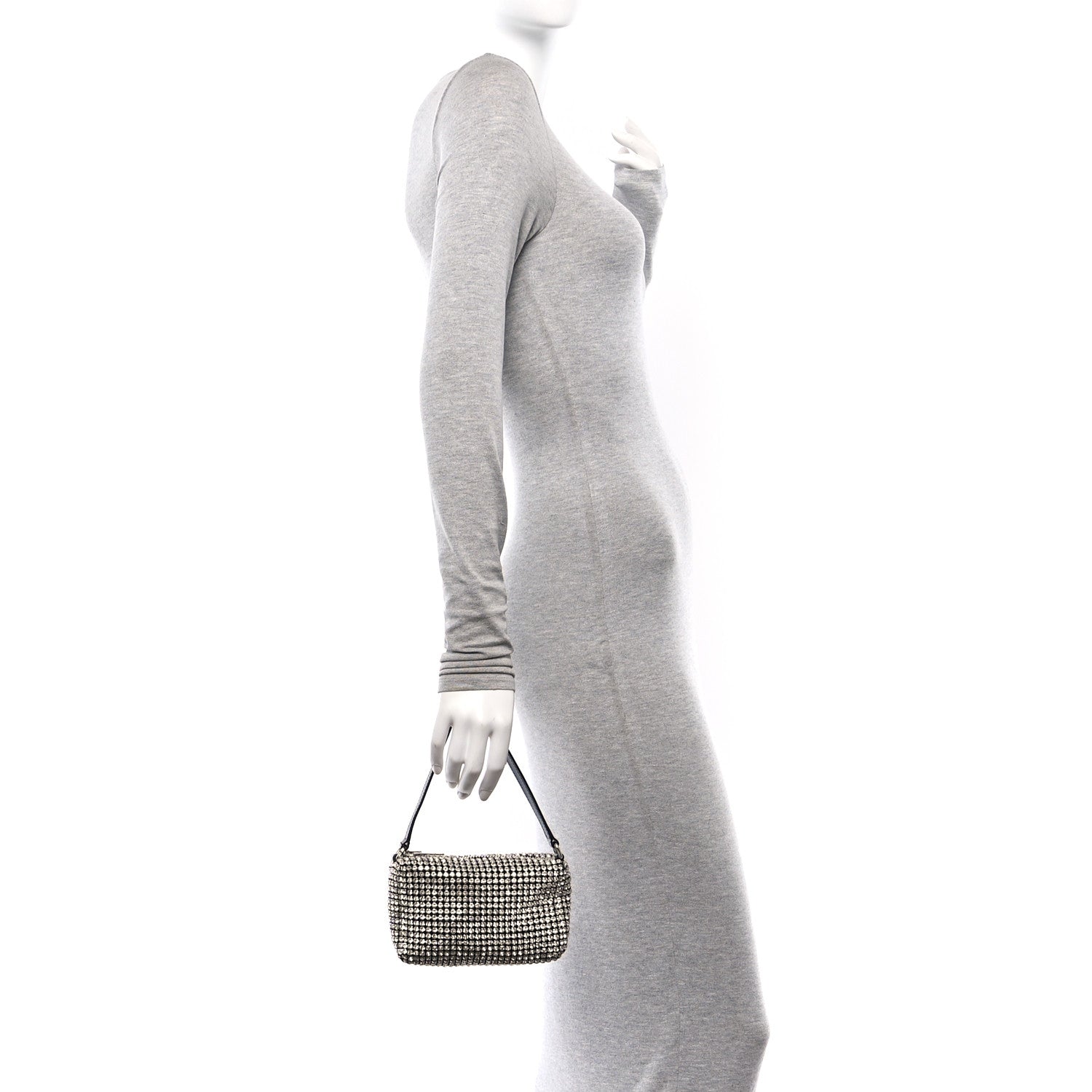 Alexander Wang Mesh Crystal Rhinestone Mini Heiress Pouch Black Silver 2 of 9