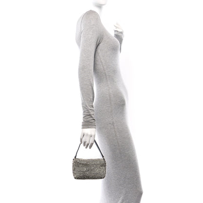 Alexander Wang Mesh Crystal Rhinestone Mini Heiress Pouch Black Silver 2 of 9