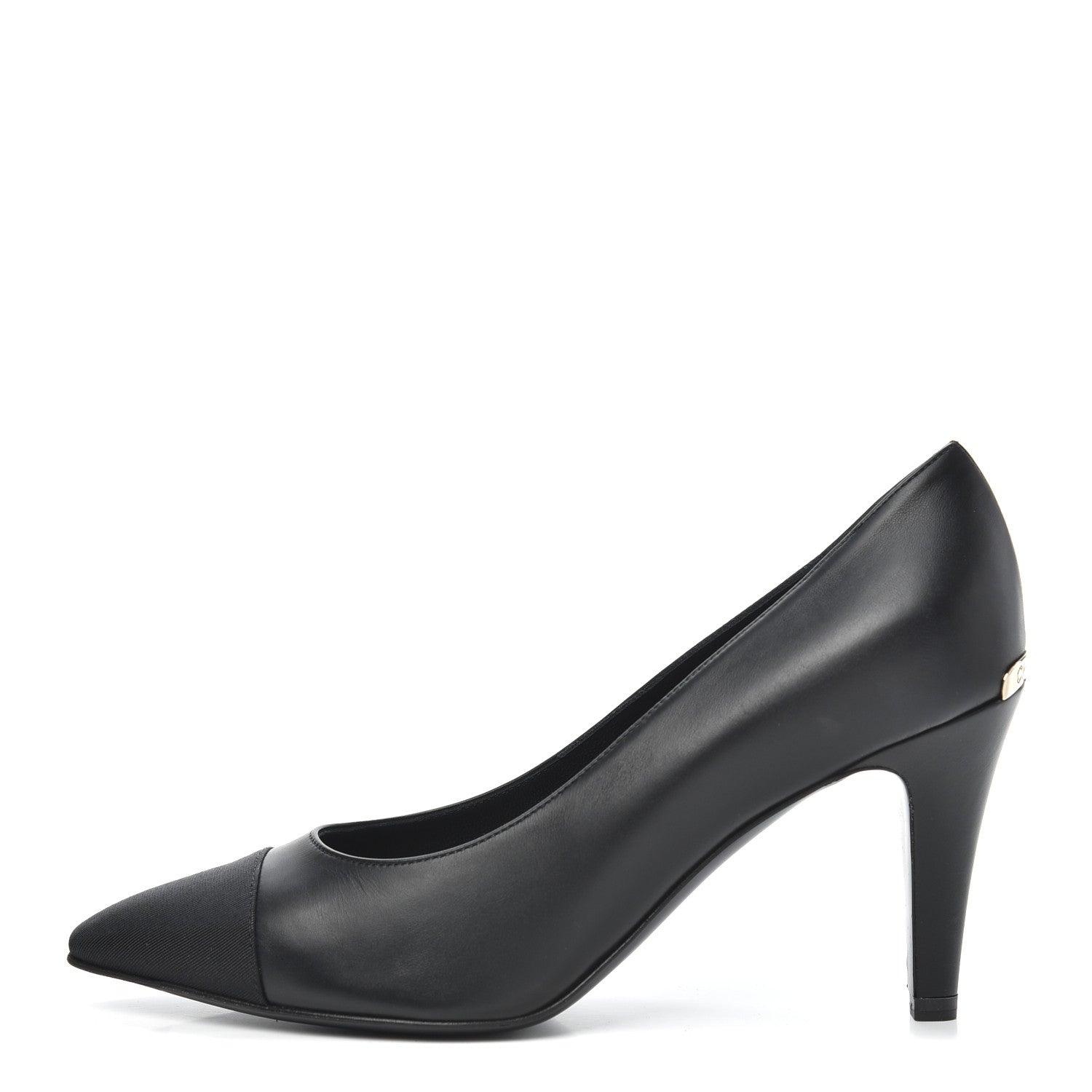 Chanel Iridescent Calfskin Grosgrain Cap Toe Pumps 37 Black 1 of 7