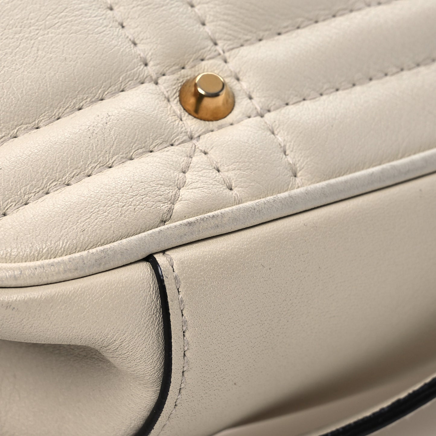 Calfskin Matelasse Studded Medium GG Marmont Shoulder Bag White