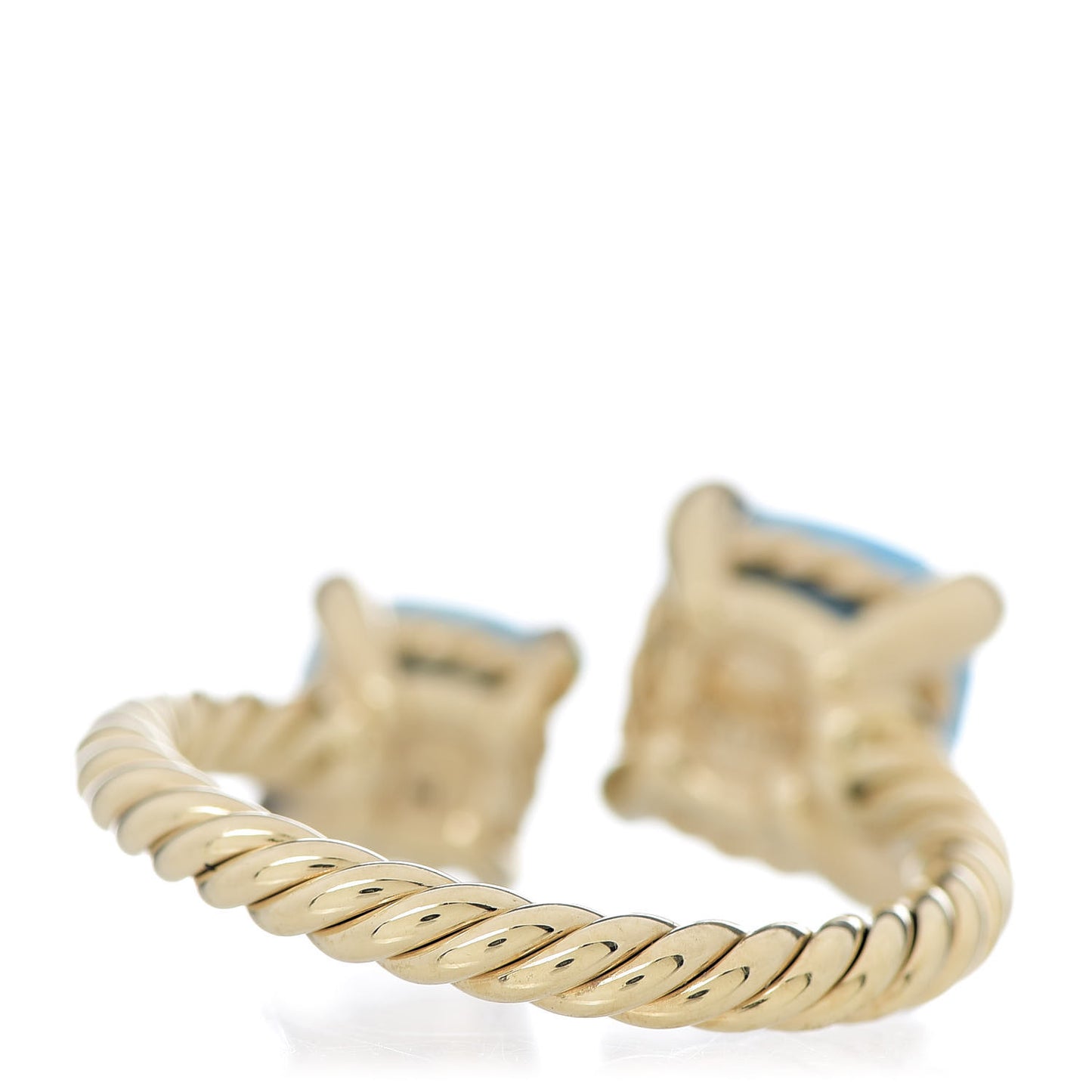 18K Yellow Gold Diamond Turquoise Chatelaine Bypass Ring 55 7.25