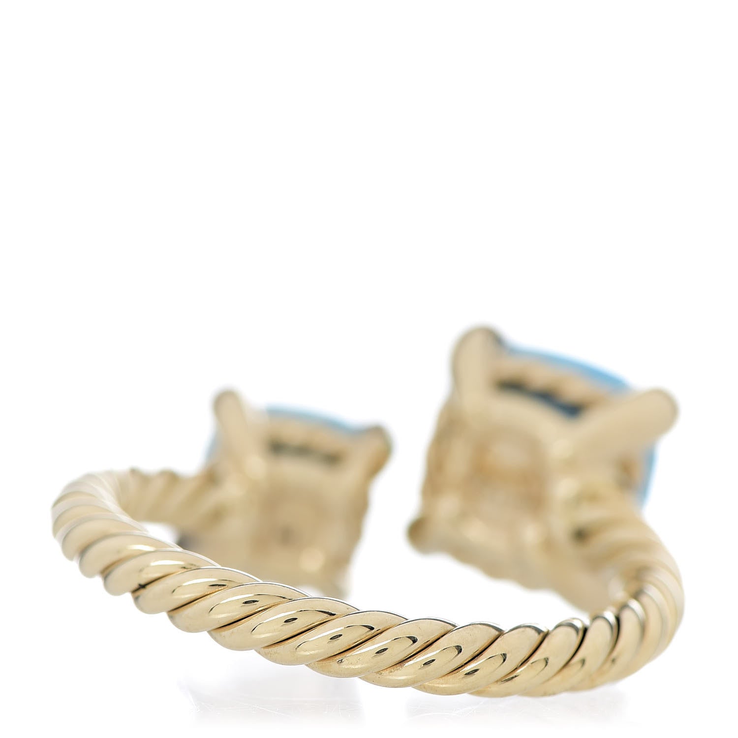 David Yurman 18K Yellow Gold Diamond Turquoise Chatelaine Bypass Ring 55 7.25 3 of 5