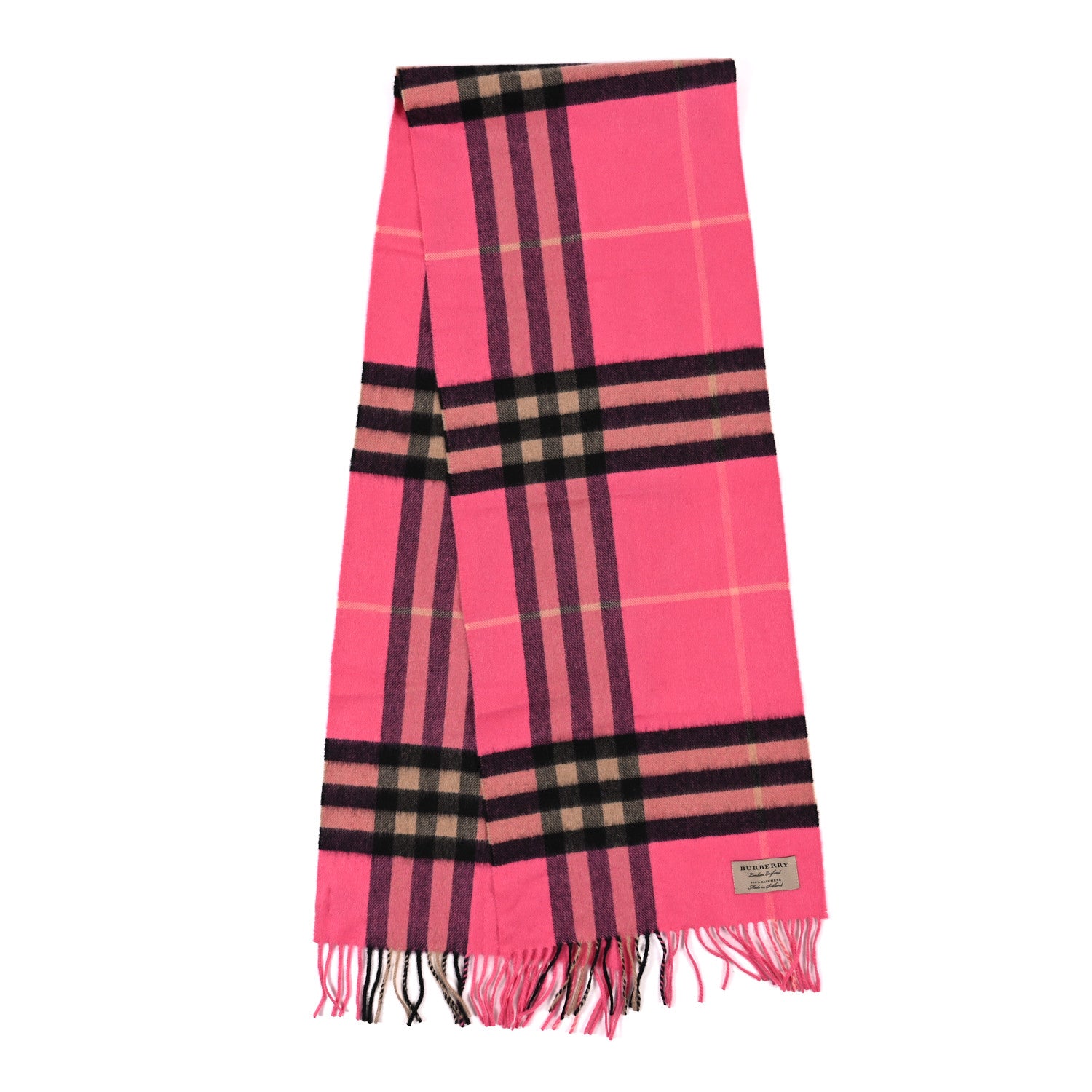 Burberry Cashmere Giant Check Fringe Scarf Rose Pink 2 of 3