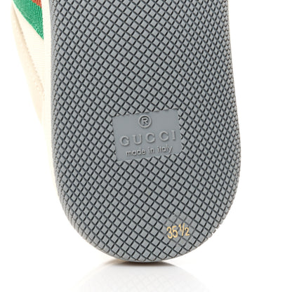 Gucci Nylon Nubuck Web Womens Screener Sneakers 35.5 Mystic White Dusty Milk 6 of 10