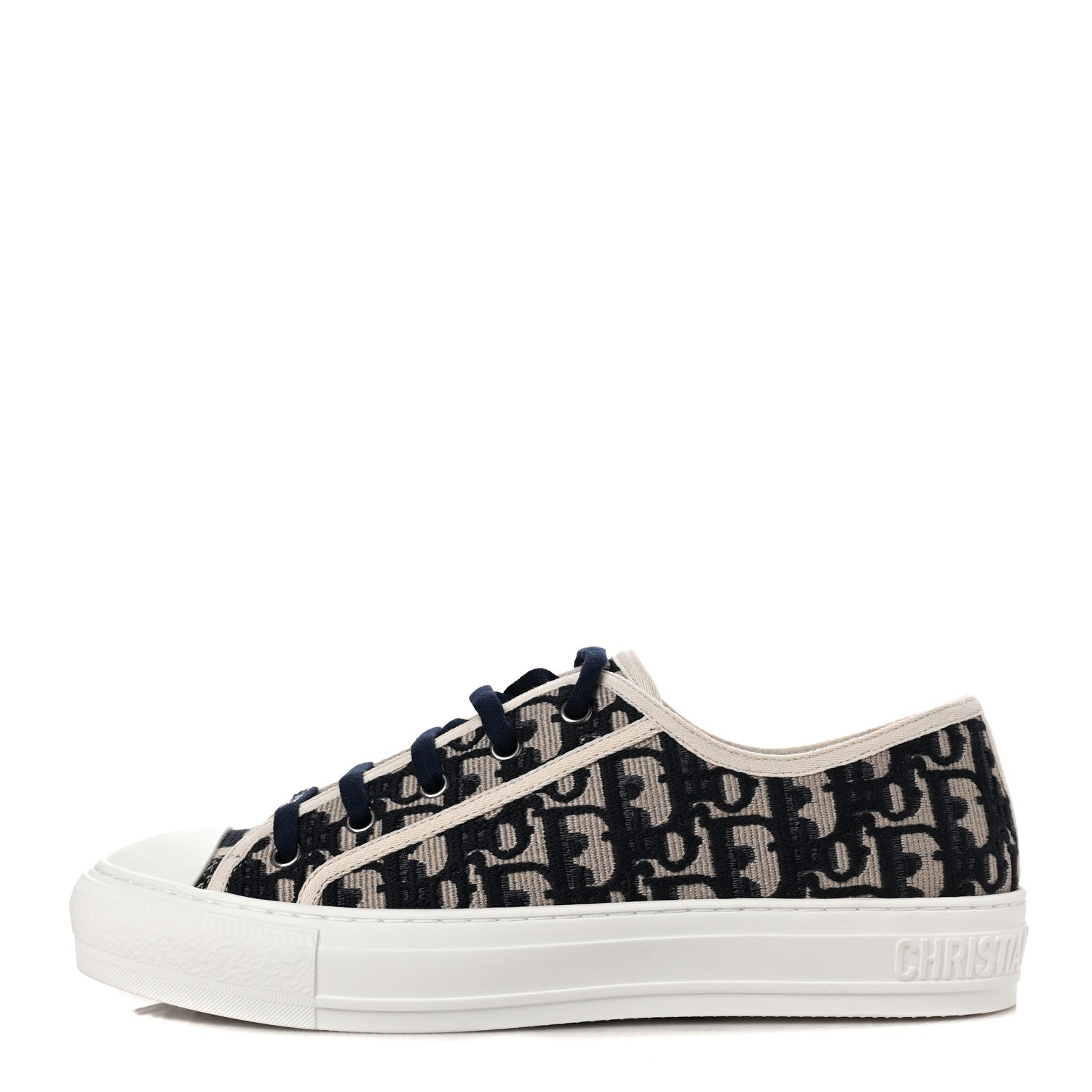 Christian Dior Canvas Oblique Walk'N'Dior Low Top Sneakers 40 Deep Blue 1 of 10