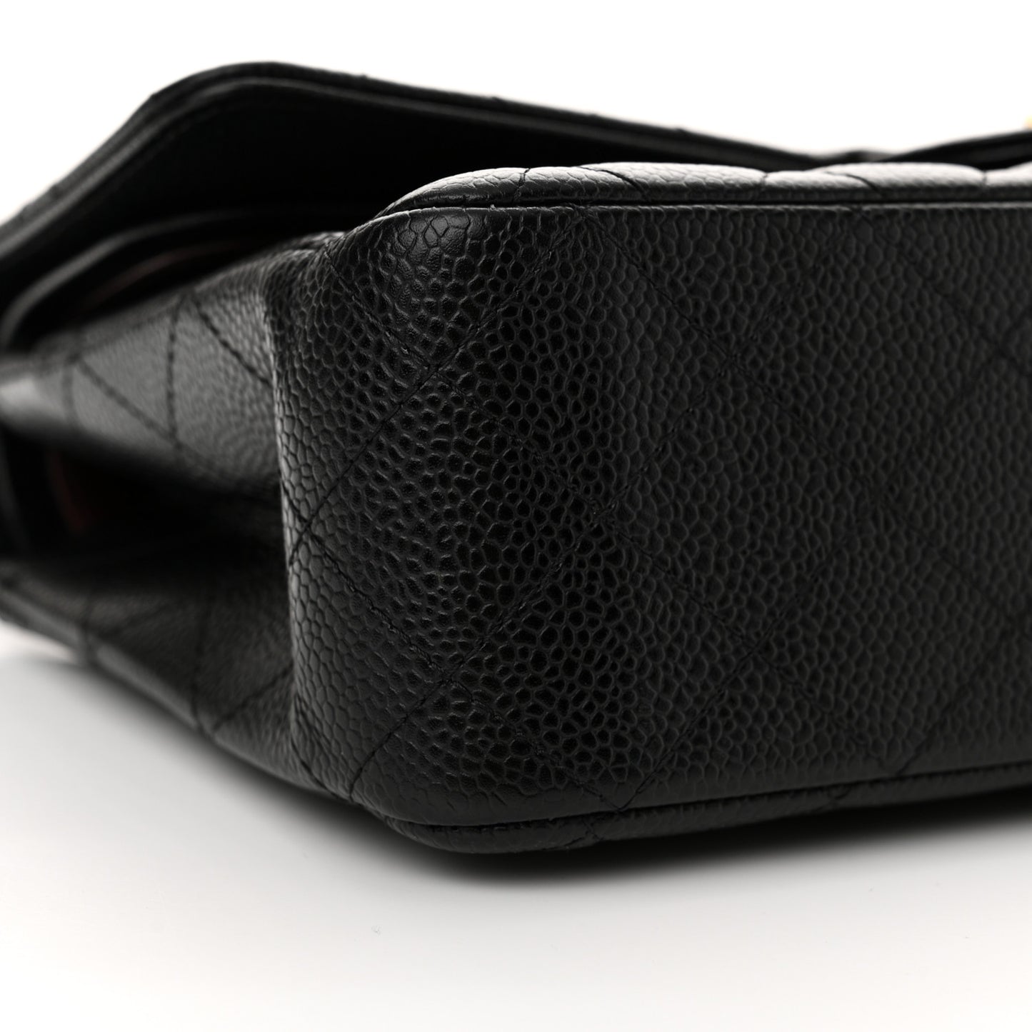 Caviar Quilted Medium Double Flap Black